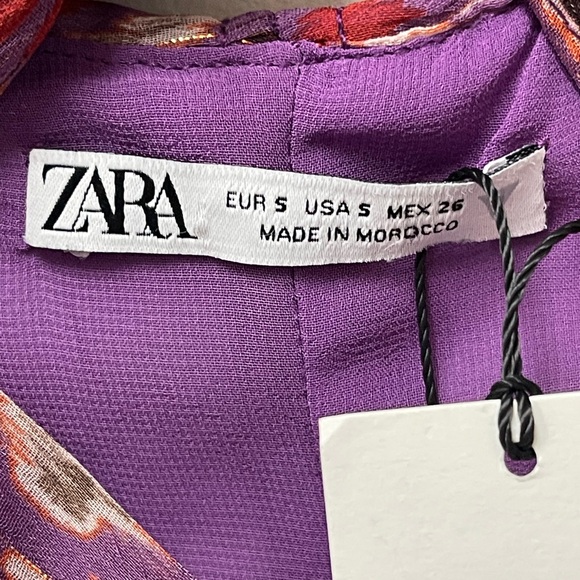 Zara Purple Gold Metallic Twist Front Draped Ruched Mini Dress. NWT - Picture 4 of 6